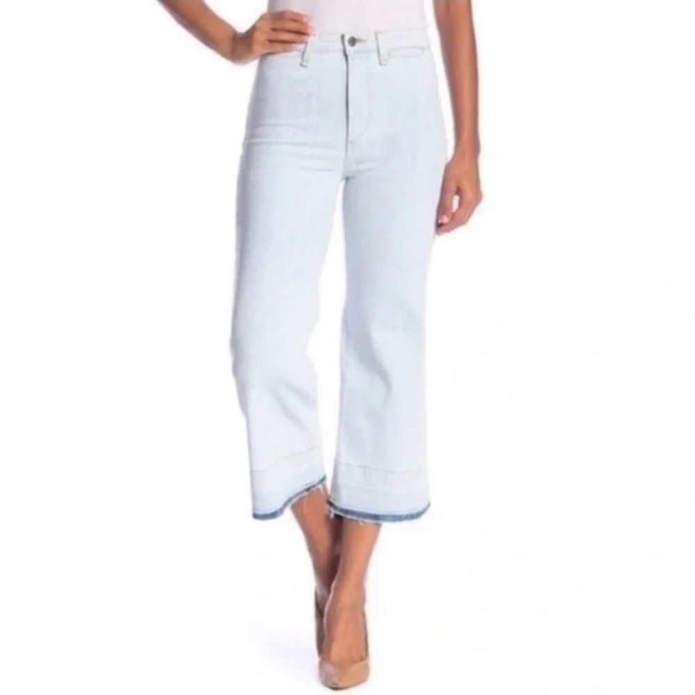 VERONICA BEARD Ali 11” High-waist Gaucho Jeans W/Released Hem In Bleach Wash 26